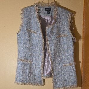 Ashro Women's Tweed Vest - Blue and Tan